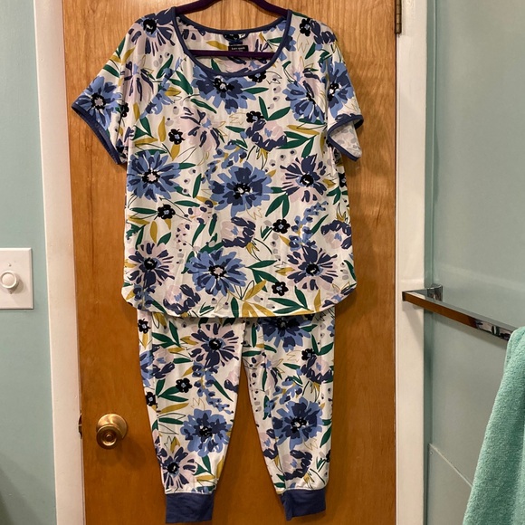 KATE SPADE,XL Floral Print Pajama Set - Blue and Green Floral EUC - Picture 1 of 8